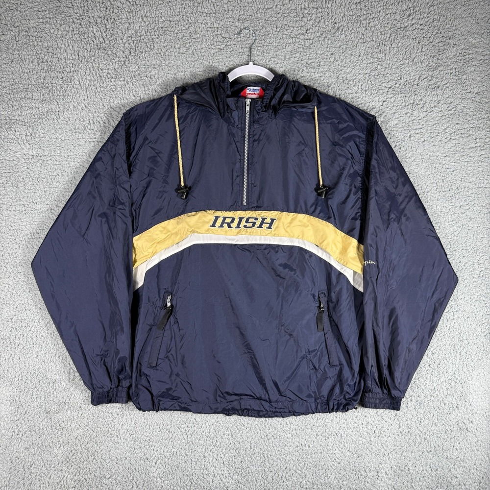 Vintage Champion Notre Dame Fighting Irish Mens XL Blue‎ Pullover Windbreaker